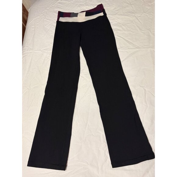 Lululemon Astro Pant Regular Black Plum Stripe Yoga Gym Flare Leggings 31" Sz 4 - Picture 2 of 11